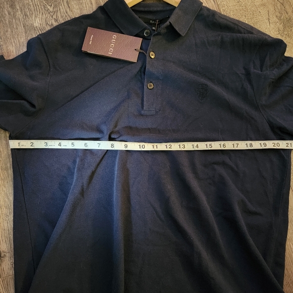 GUCCI Navy Blue Collared Polo Short Sleeve Shirt Size XL- New with Tag - Picture 8 of 13
